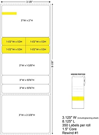 Ковот Директни Термички Етикети На Рецепт 3.125W x 8.125 L Rx Етикета | Одделение На Аптека Со Отпорност На Гребење И УВ | 350 Етикети