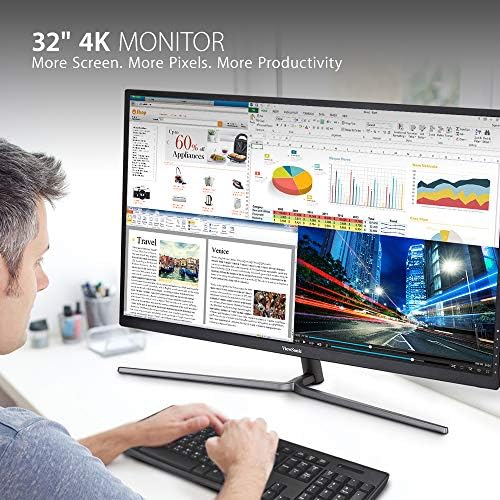 ViewSonic VX3211-4K - MHD 32 Инчи 4K UHD Монитор &засилувач; USB C Центар, 9-во-1 Тип C Центар Со Ethernet Порта, 4K USB C ДО HDMI, 2 USB