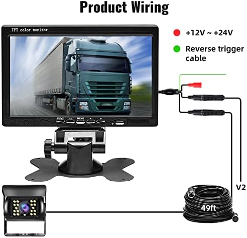 Rv Резервна Камера Заден Поглед Водоотпорен LED Ноќно Гледање DVR Монитор Систем 7 Инчен Екран HD 1080P за RV/ Автобус/Приколка/Камион