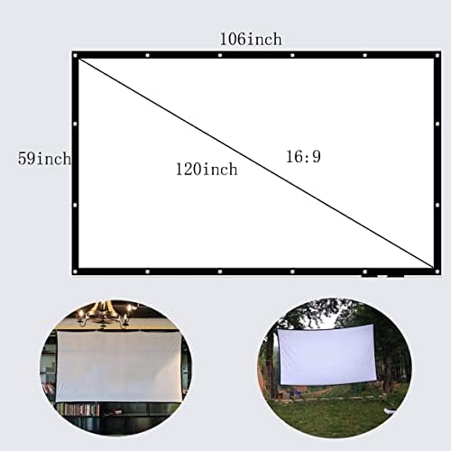Екран на проектор 120 инчи, 16: 9 преклопни анти-безини преносни филмови на отворено во затворен простор на проектори за дома, забава, канцеларија,