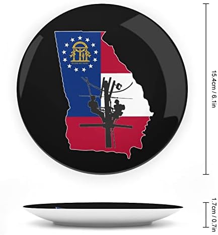 Државната мапа на Georgiaорџија, знамето на знамето Смешна коска Кина Декоративна плоча Тркалезна керамичка плочи занает со приказ за декорација