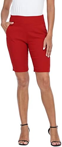 HDE повлечете ги шорцевите во Бермуда за жени во средината на издигнување 10 панталони со џебови со џебови