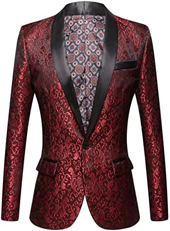 Машка луксузна цветна смокидо јакна Paisley Jacquard Shawl Lapel Casure Casured везена свадба блејзер спортски палто