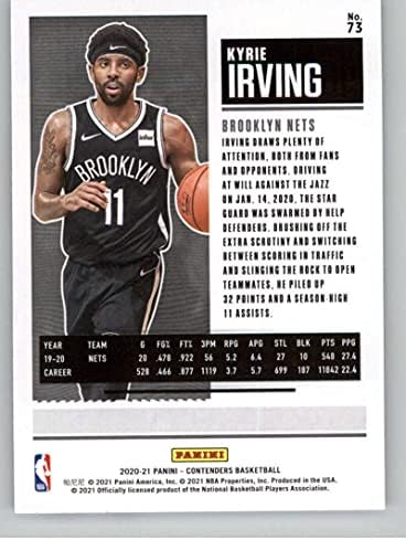 2020-21 Сезонски билет за кандидати за Панини 73 Кири Ирвинг Бруклин Нетс НБА кошаркарска трговија картичка