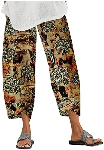 Sgasyенски обичен еластичен еластичен еластичен половината со широки панталони за нозе Постелнината Повлечете се на панталони памучни харем панталони исечени пант?