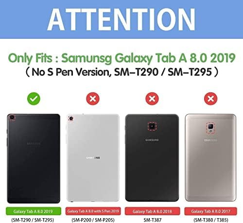 Бмуо За Samsung Galaxy Tab А 8.0 Случај 2019 SM-T290/T295, Таб А 8.0 2019 Случај Со Заштитник На Екранот, Shockproof Мала Тежина Рачка Стојат