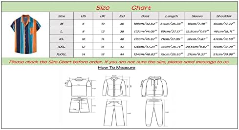 УБСТ Хавајски кошули за мажи, лето копче за кратки ракави надолу со маица Тропски бохо печатење опуштено вклопување на плажа алоха