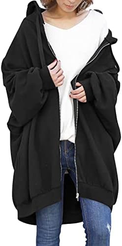 Женски џемпер лабава улична облека џеб патент со долги ракави качулка, женски ветровизолни јакна со качулка од руно