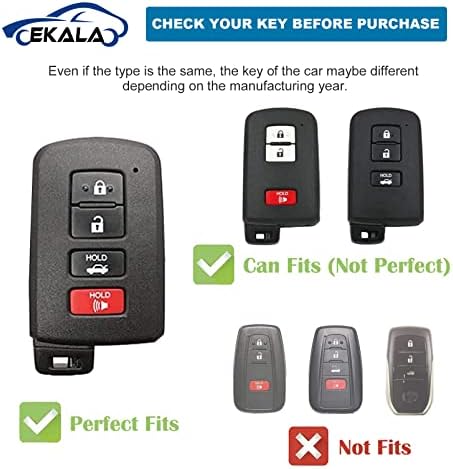 Ekala за Toyota Key Fob Cover со кожен клуч за клучеви Lanyard 4 копчиња мека TPU клуч за клучеви за клучеви погодни за Toyota Camry Avalon