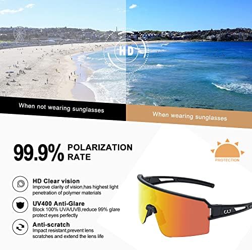FMY поларизирани очила за велосипедизам Спортски очила за сонце, стил на пит-вата UV400 заштита Бејзбол трчајќи риболов за мажи жени