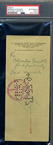 FRED MERKLE PSA DNA сертификат потпишан во 1917 Chicago Cubs Check Payroll Autograph