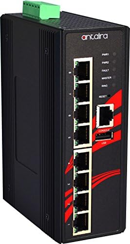 Antaira LMX-0800G-T Индустриско-одделение со 8-порт управуван со Gigabit Ethernet Switch, монтирање на Din-Rail, -40 до 75 ° C оперативна