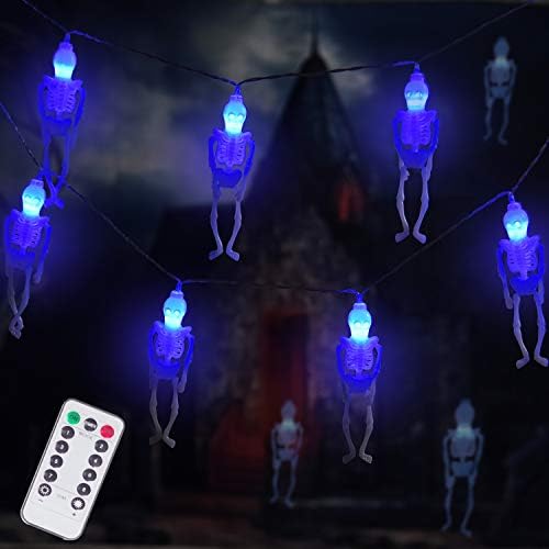 Светла за скелети на духови Pixfairy, кои се наоѓаат во вештерките на вештерките, 15 LED далечински управувач со далечински управувач