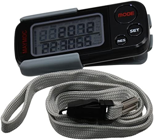 Мејмок шетање 3Д педометар со клип и лента, 30 дена меморија, точен шалтер за чекор, милји од далечина на одење/км, калориски бројач, дневен монитор за цел, време на веж