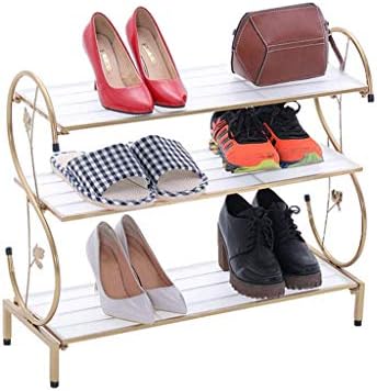 KMMK Iron 3/4 нивоата за чевли за чевли за стоење држач за организатор за складирање за 9 ~ 12 пара чевли Златен 6523.355/71 ， идеален за ходник и коридор, 65 × 23,3 × 55 см