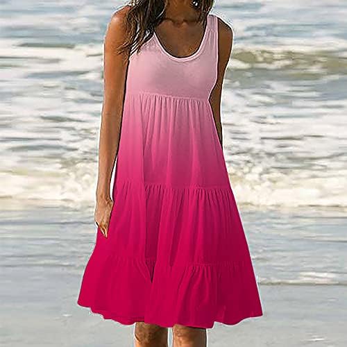 Женски Фустани За Лулашки Без Ракави Секојдневен Лабав Фустан За Резервоари За Жени Краток Фустан За Одмор На Плажа Плус Прикривање На Големината