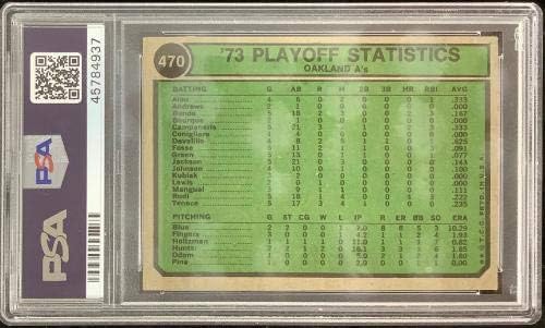 Реџи Џексон Потпиша 1974 Топс 470 Картичка како 73 WSMVP Insc HOF ПСА/Днк Авто 10-Бејзбол Плочи Автограм Картички