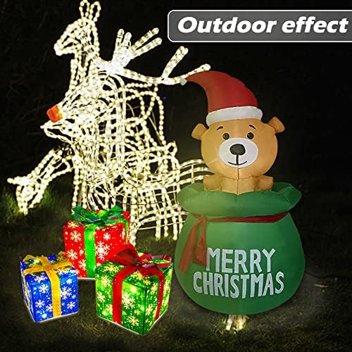 SU2SON Божиќни осветлени кутии за подароци на отворено сет од 3 - топло бело светло снегулки со 60 кутии со LED диоди, затворен