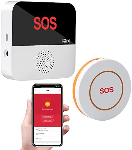 WiFi Caregiver Pager Wireless, Shinmax Smart App App Murse System System System System Call Call за стари лица/Дома/Пациенти/Оневозможени/Училиште 1 Приемник+1 SOS Повик копче