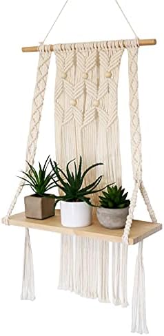 Полицата MacRame - Симпатична полица за висина на Macrame - 1 Ниво на полицата MacRame виси идеално за боемски wallиден декор