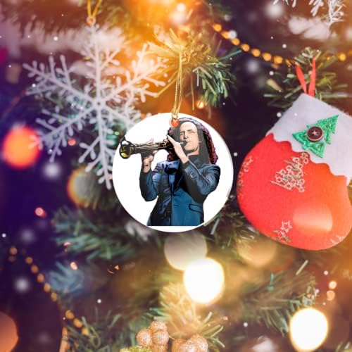 Орнаменти новогодишна елка Кени Х-Мас Г декор и дома неговиот круг саксофон акрилик за празници, украси на дрвја и настани, Декорација