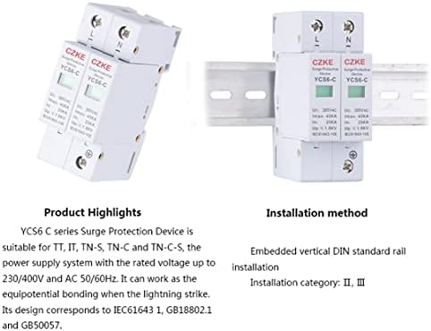 Infri YCS6 Series AC SPD 2P 385V House Surge Protector Заштитна заштита на уредот со низок напон