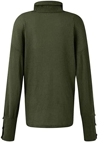 Женски памучни џемпери врвно лабаво копче за пулвер до долга ракав цврста боја плетена кошула за дното на кашмир