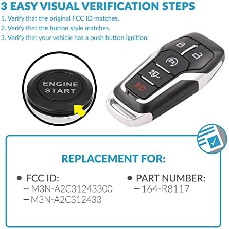 Keyless2Go Замена за 5 Копчето Ford Близина Паметен Клуч ЗА Ford M3N-A2C31243300 164-R8117