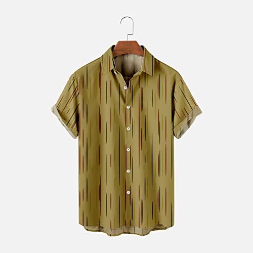 iopqo големи мрежи печатени хавајски кошули со кратки ракави копче надолу кошули со кошули на плажа за маж долг мета