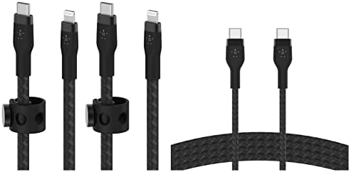 Belkin Boostcharge Pro Flex плетенка USB тип Ц до молња Кабел 2pack & BoostChare Pro Flex плетенка USB Type C до C кабел, USB-IF