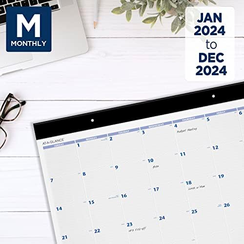 Календар на бирото на А-А-Гленс 2024, месечна биро, 24 x 19, umамбо, сина/сива боја