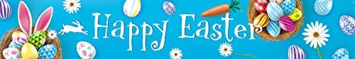 Вуорн среќен Велигденски транспарент Традиционална банер на велигденски ден 118in x 20in Велигденски виси тремот Банер Велигденски јајца двор знак за wallиден двор огра?