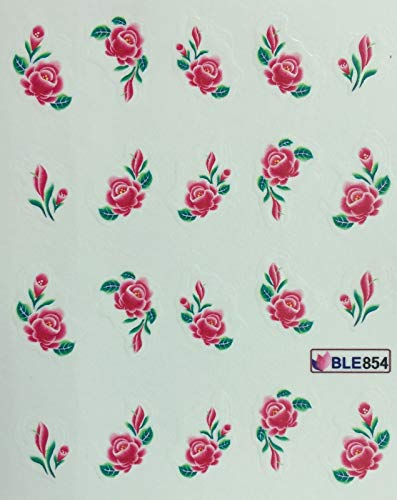 Вода на ликот на ноктите во вода Декласира розови рози цвеќиња BLE854