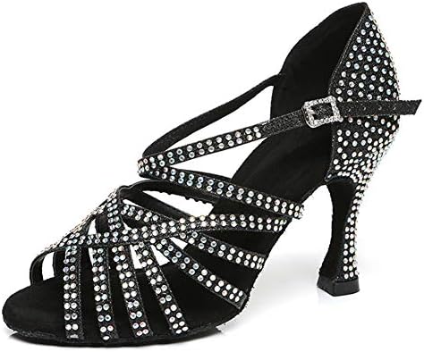 Aoqunfs жени Rhinestone Ballroom Dance Dance Shoes Latin Salsa Performance Dance Shoes, Model-Cycl467
