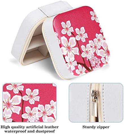 Кутија за складирање на накит за преносен дисплеј Rodailycay, прекрасна јапонска розова цреша цвеќиња мини накит кутија кутија за прстени