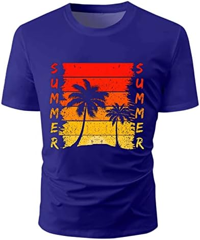 Xiloccer mens лето Хавајска плажа писмо писмо печатење на тркалезниот врат кратки ракави маица мажја маж со долги ракави риби маици