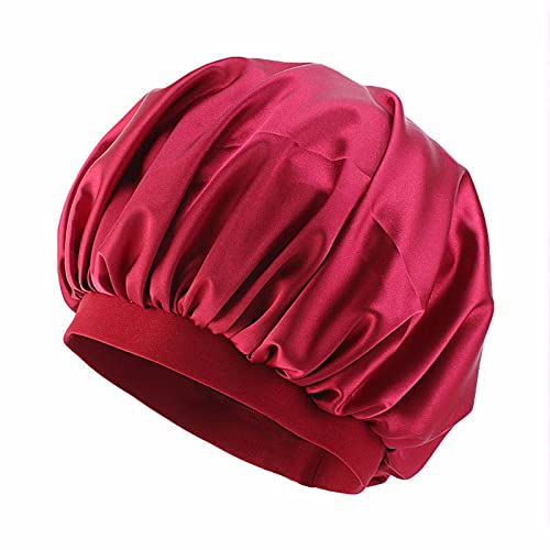 Прозен шампон широк раб сатен -ноќен ноќен чеша капа за хемотерапија капа за губење на косата, тркалезно горно капаче за бања Различни дизајни и бои може да се избер