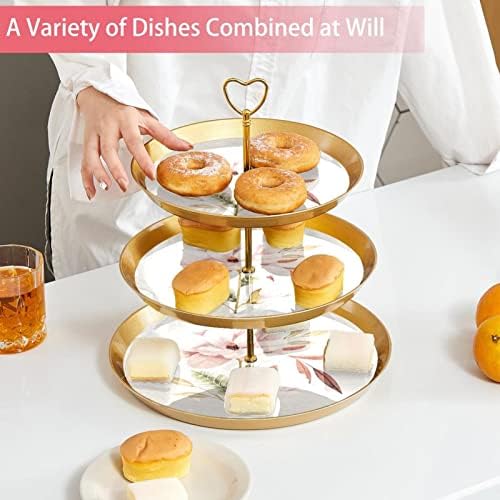 3 нивоа десерт штанд со кекс овошна чинија пластична служба на држач за приказ за свадба роденден за бебиња за туширање чај украси круг,