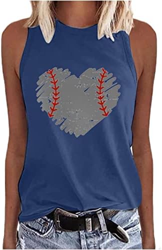 LCEPCY бејзбол резервоарот врвни жени печати бејзбол резервоари за бејзбол, симпатична тренинг графички летен летен елек, без ракав, врвен елек