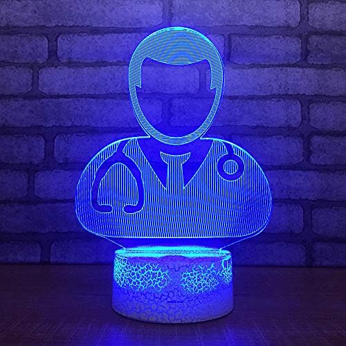 Jinnwell 3D доктор мажи ноќна светло ламба илузија ноќна светлина 7 боја Промена на допир прекинувач Табела за декорација на декорација