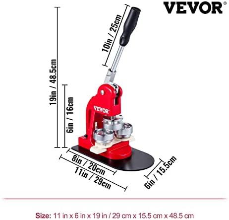 Машина за создавање на копчиња Vevor Button 58mm Makge Maker 2.25 инчи машина за создавање знаци со бесплатни делови од копчето 999 парчиња