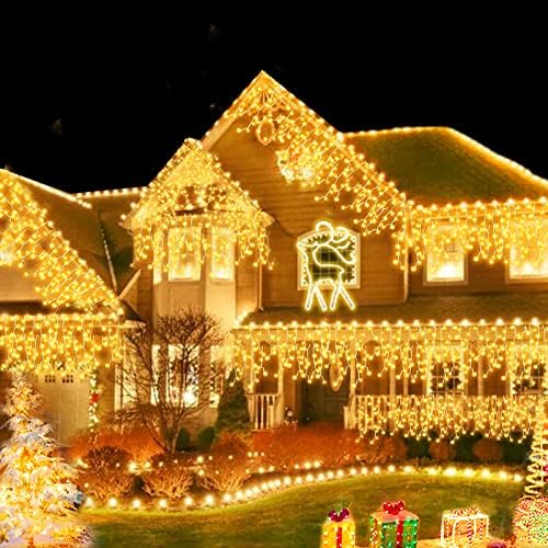 378 лесни божиќни светла на отворено декорација на отворено 29,5 ft 8 режими приклучок во 60 капки Божиќна самовила светла завеса светла Божиќна