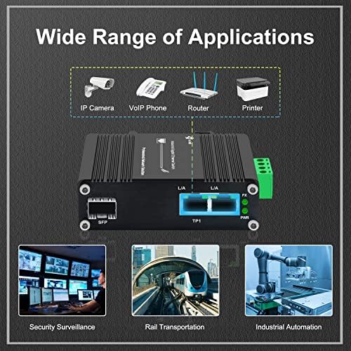 Mini Industrial 2 Ports Gigabit Ethernet Switch DIN Rail Mounted 2 * 10/1 100/1000Mbps Ethernet во конвертор на оптички влакна 100/1000base-x Автоматско