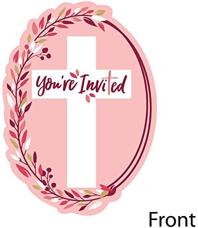 Розова Елегантна Вкрстена Форма Пополнете Покани-Девојка Верска Партија Покана Картички Со Коверти-Во собата на 12