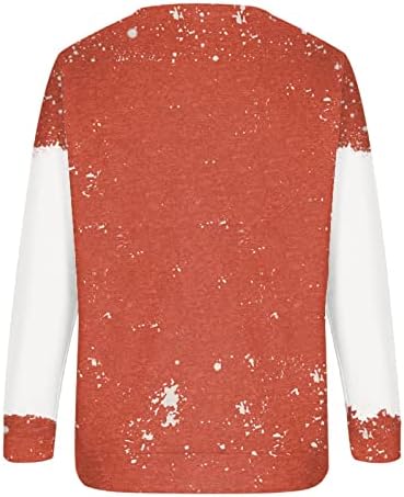 Џемпери за пулвер за жени Божиќ печати боја маици со вратот плус големина на женски пад на врвовите
