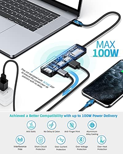 HIEARCOOL USB C Центар, АДАПТЕР USB C Dongle За MacBook Pro, 7 во 1 USB C До HDMI Multport Адаптер, USB-C Лаптоп Докинг Станица,