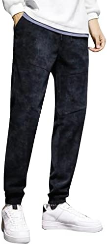 Панталони Sezcxlgg за мажи за мажи Харлан панталони удобни цврста боја чипка за патеки за патеки за патеки со џеб со џеб