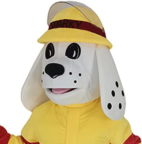 глава на маскота реалистична пожарникавата кучиња маскота животинска заштита од пожари за заштита од оган реална искра на огненото куче