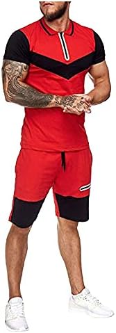 XJJZS Машки сет за машки костуми за кратки ракави со кратки ракави, шорцеви за маици, обична облека за фитнес за спортска облека за мажи