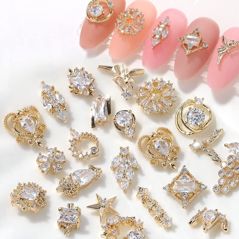 2 парчиња 3Д метални нокти уметнички накит Јапонски украси на ноктите кристален маникир дијамантски шарми